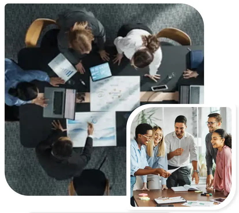 Team collaborating around a table